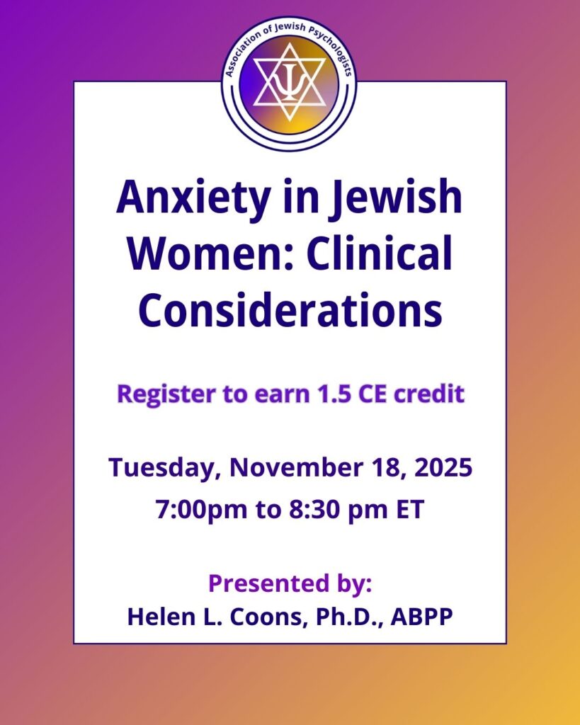 Anxiety in Jewish Women: Clinical Considerations